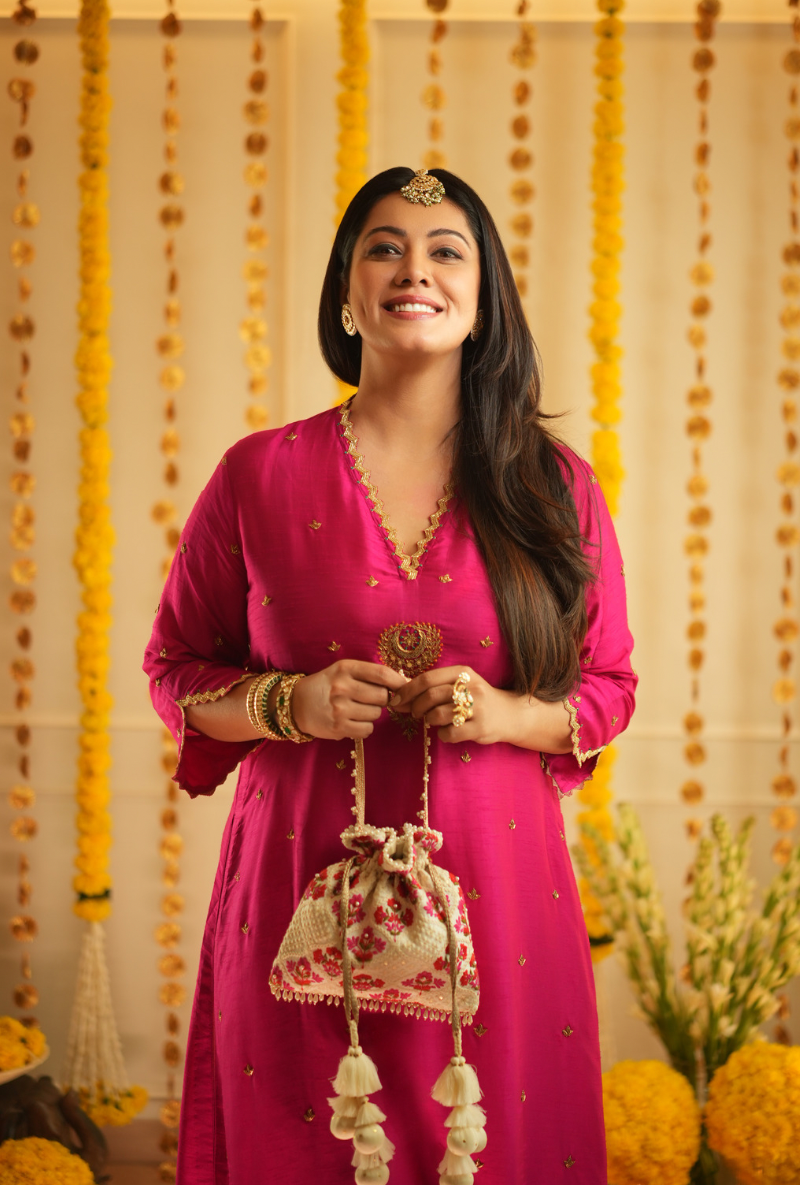 Eka Lakhani In Pink Chaand Motif Kurta Set