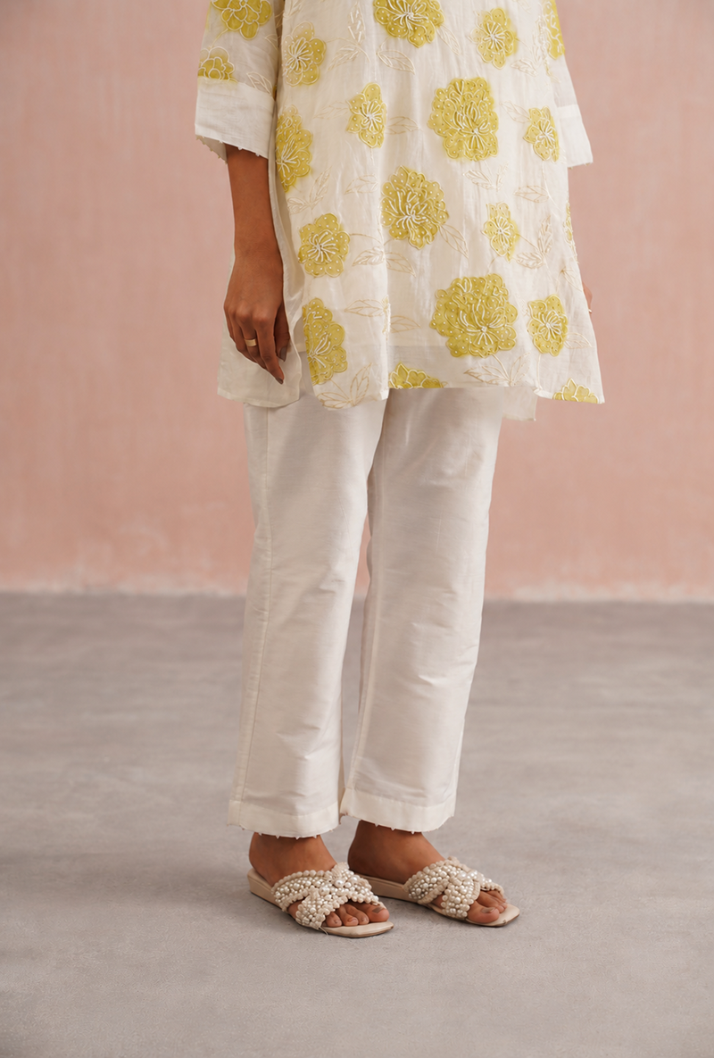 Lime Green Applique And Pearl Embroidered Oversized Prisha Co-ord Set