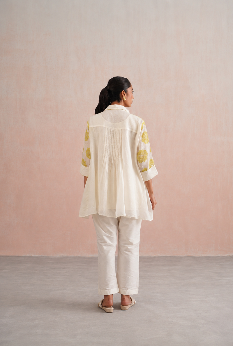 Lime Green Applique And Pearl Embroidered Oversized Prisha Co-ord Set