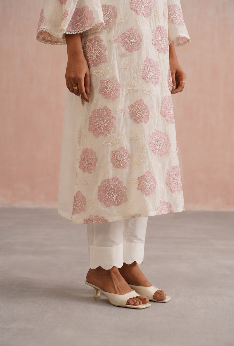 Lilac Applique And Pearl Embroidered Prisha Kurta Set