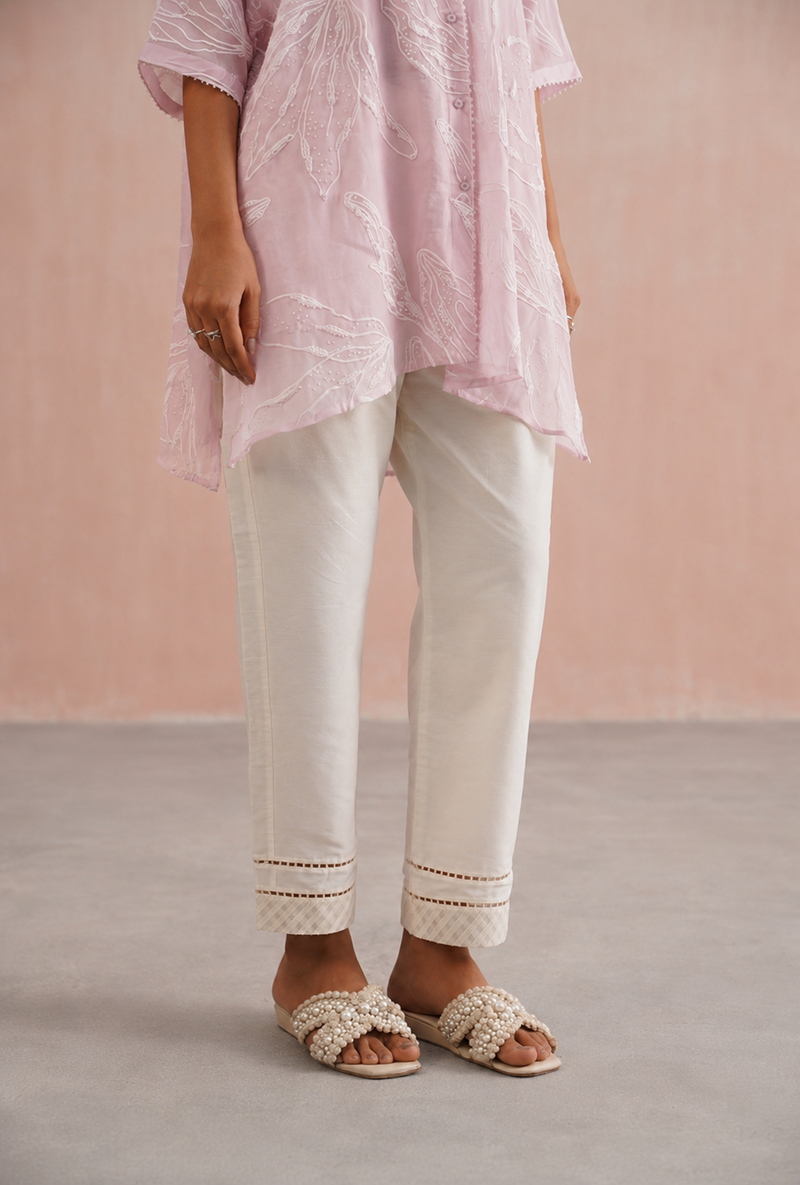 Rose Pink Pearl Embroidered Shirt Prisha Co-ord Set