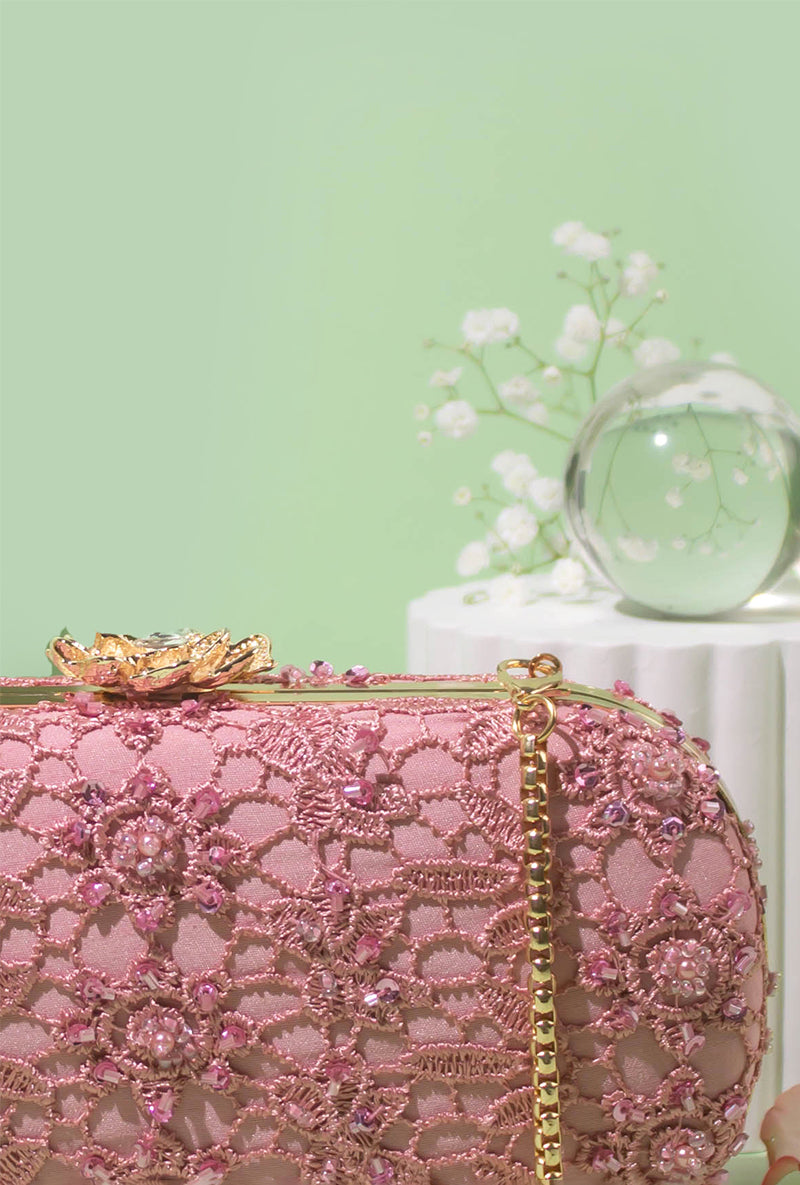 Pink Cordon Capsule Clutch