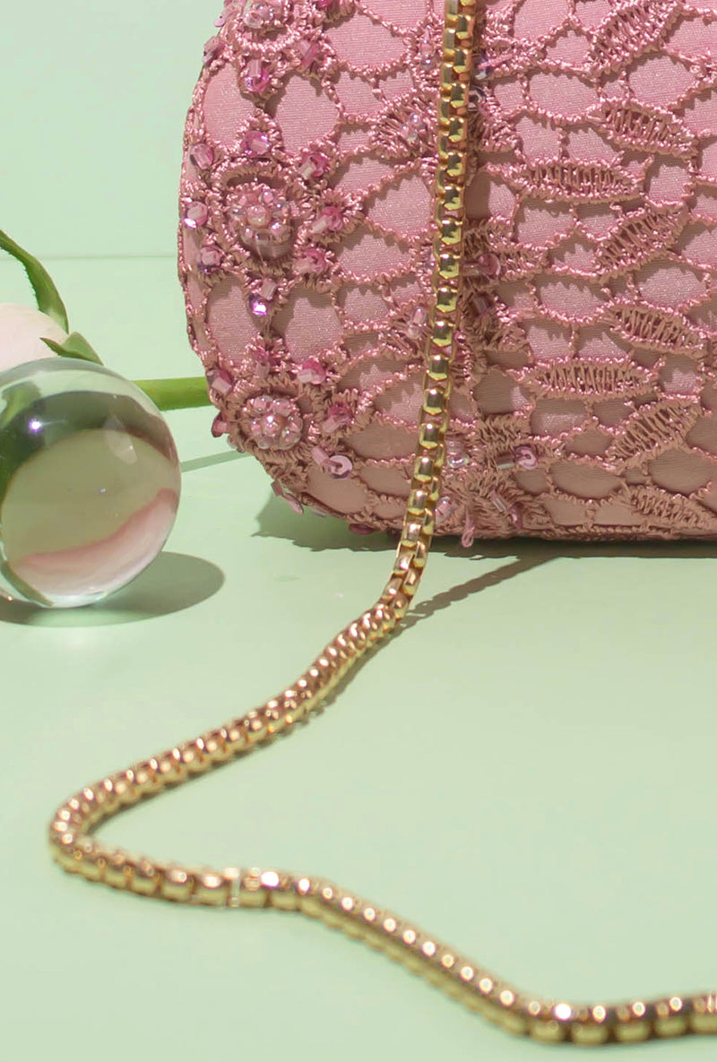 Pink Cordon Capsule Clutch