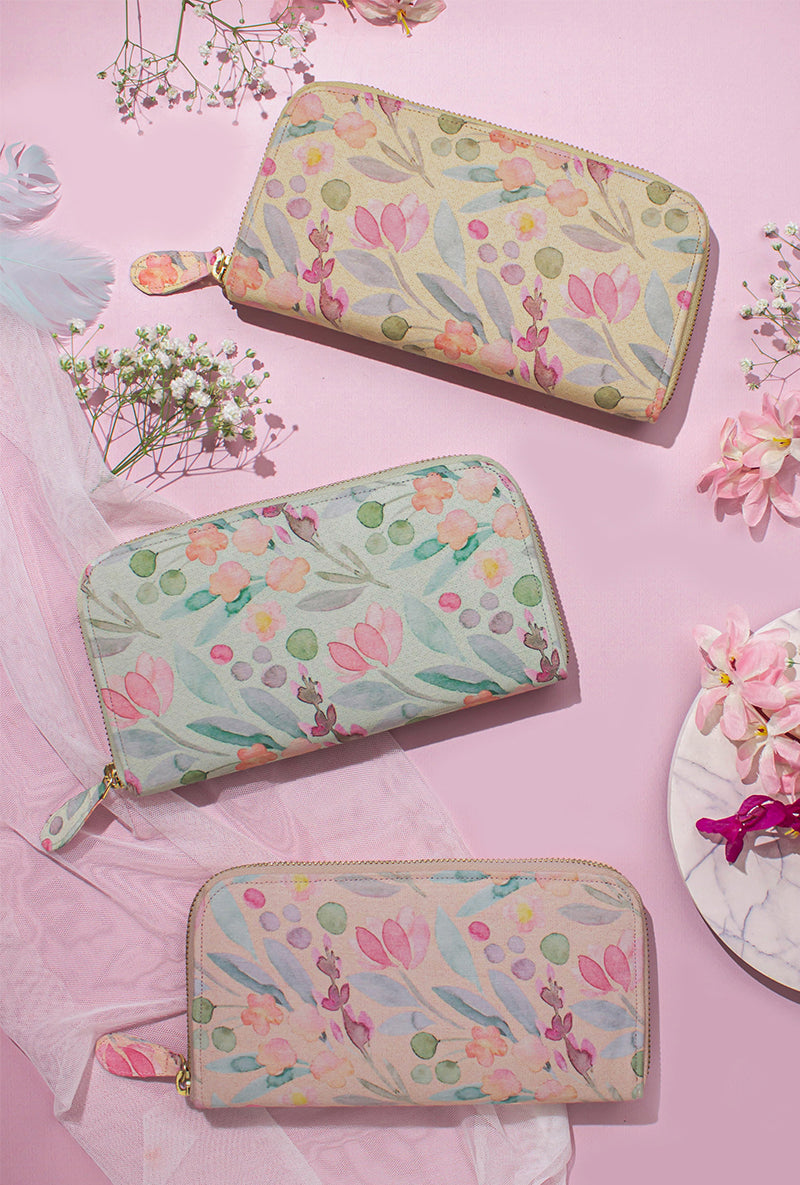 Peach Cynthia Floral Printed Wallet