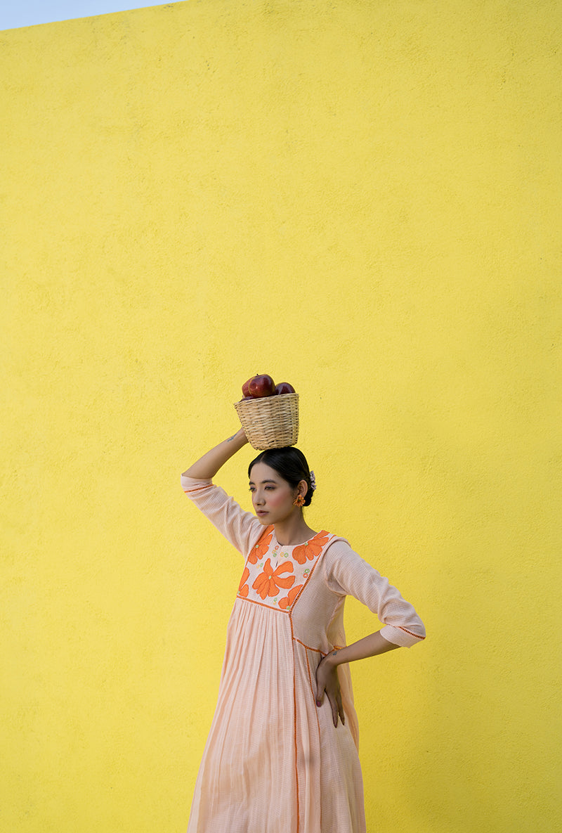 Peach Patch Work Candy Crush Kurta Set