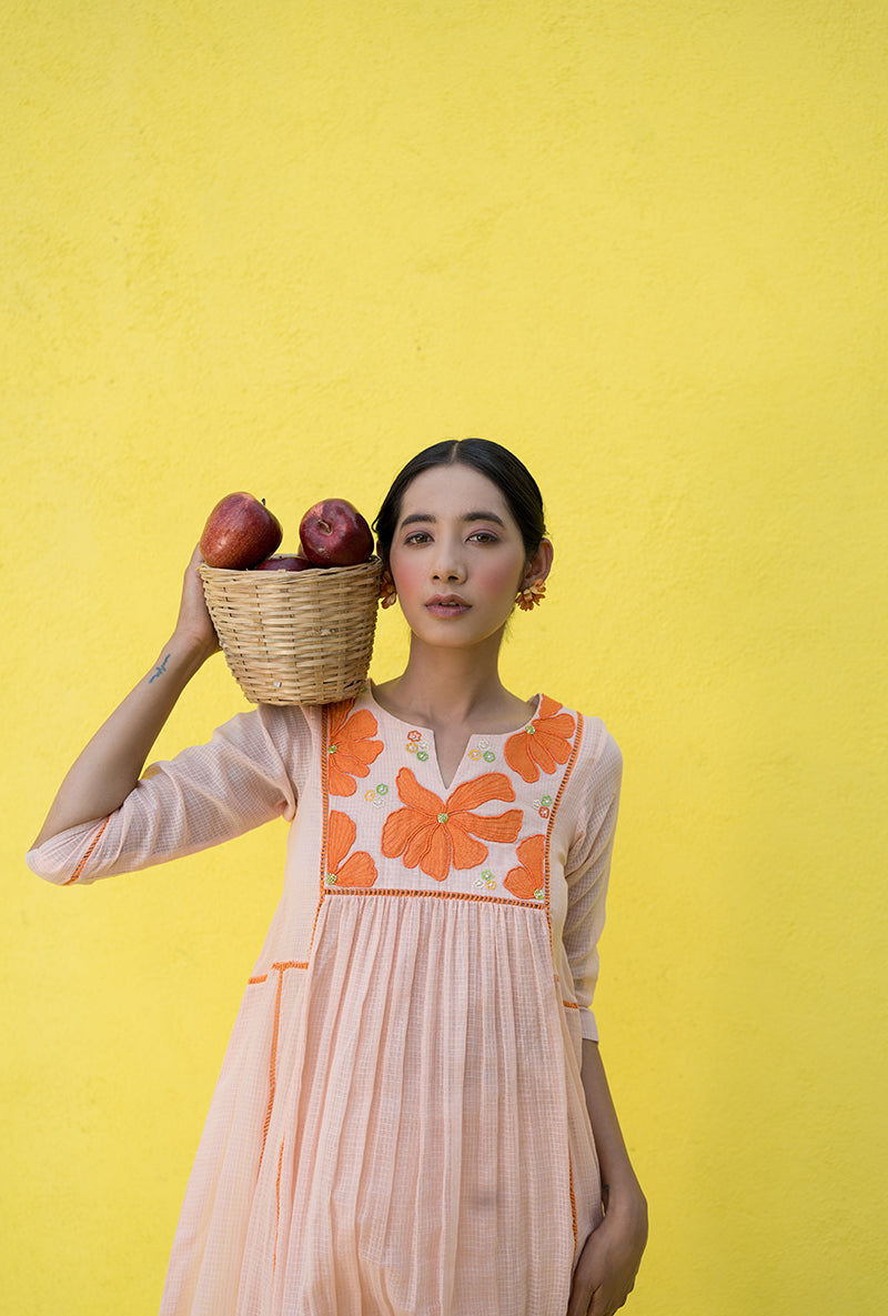 Peach Patch Work Candy Crush Kurta Set