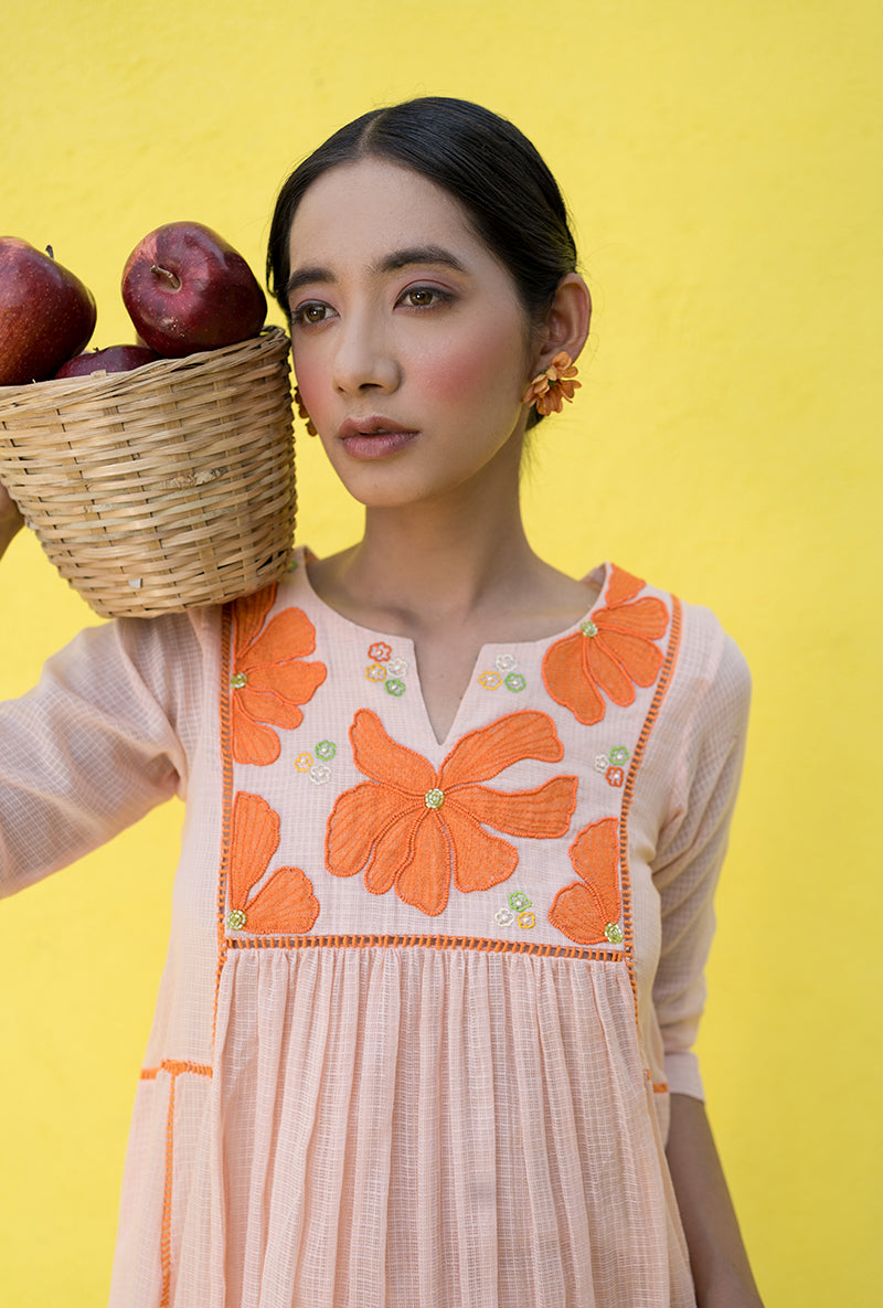 Peach Patch Work Candy Crush Kurta Set