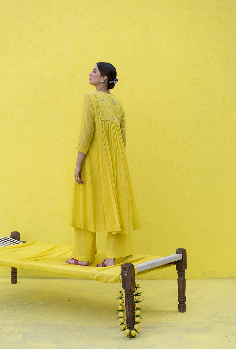 Yellow Patch Work Candy Crush Kurta Set