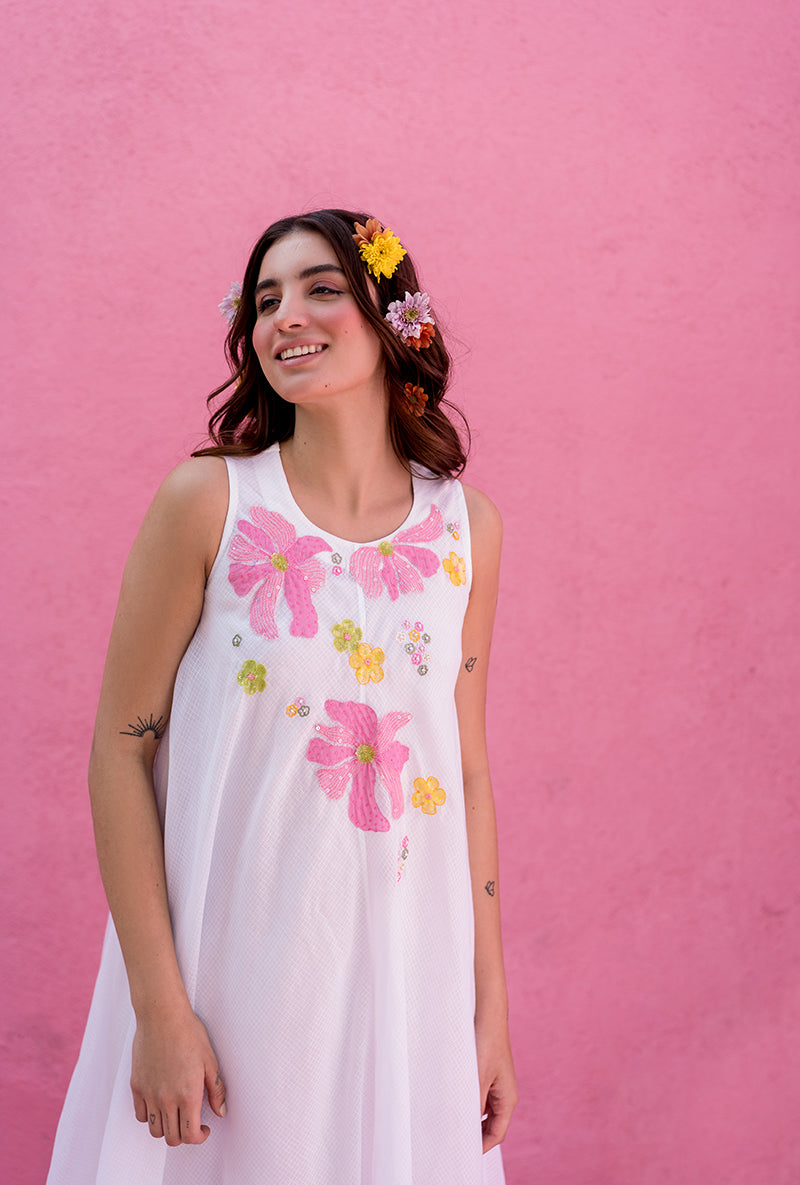 White A-Line Candy Crush Dress