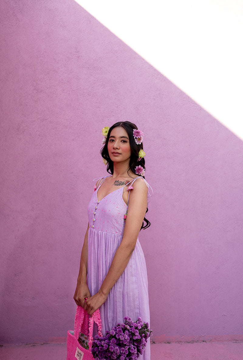 Lavender Tie-Up Candy Crush Dress