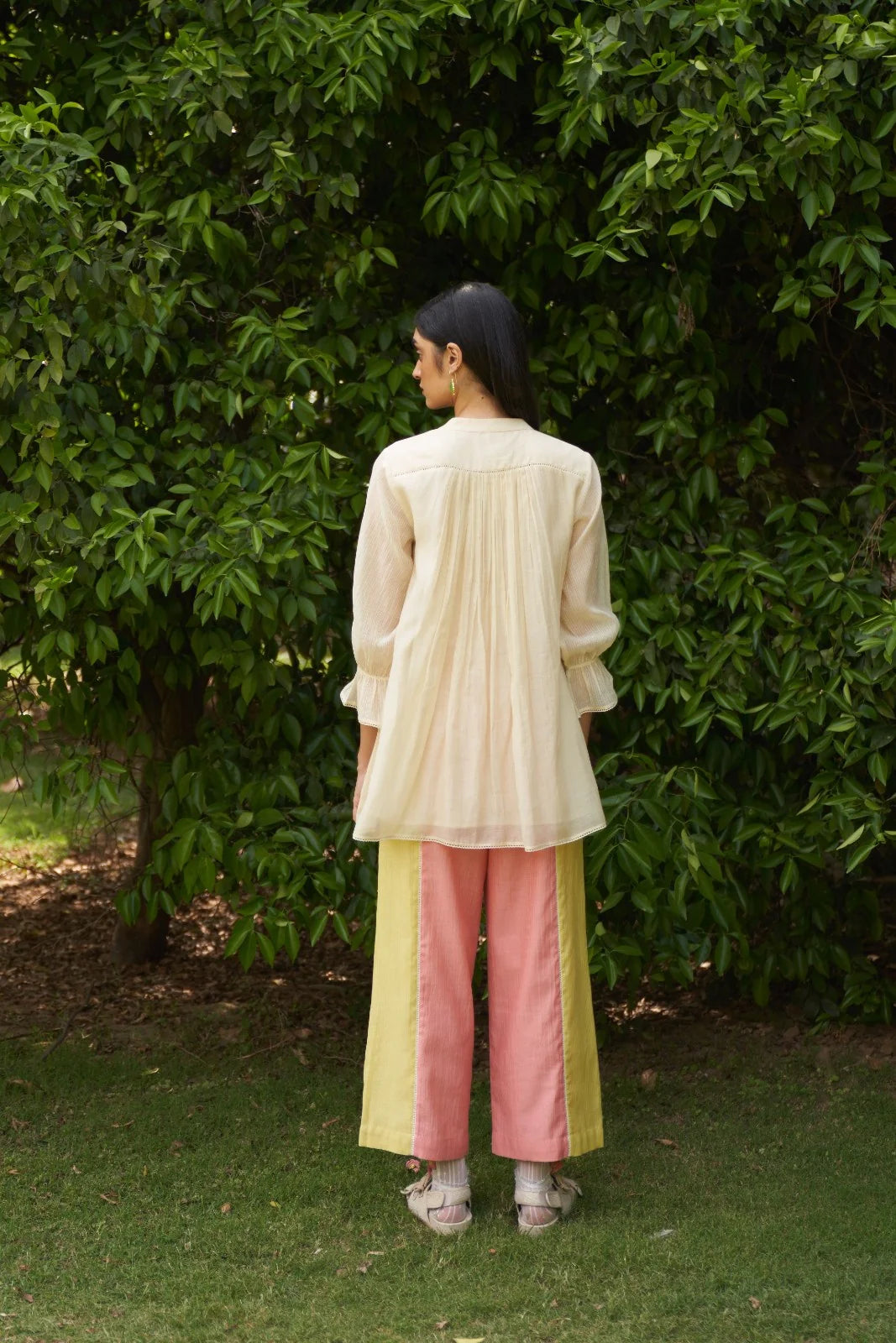 Beige Embroidered Calla Maple Co-Ord Set