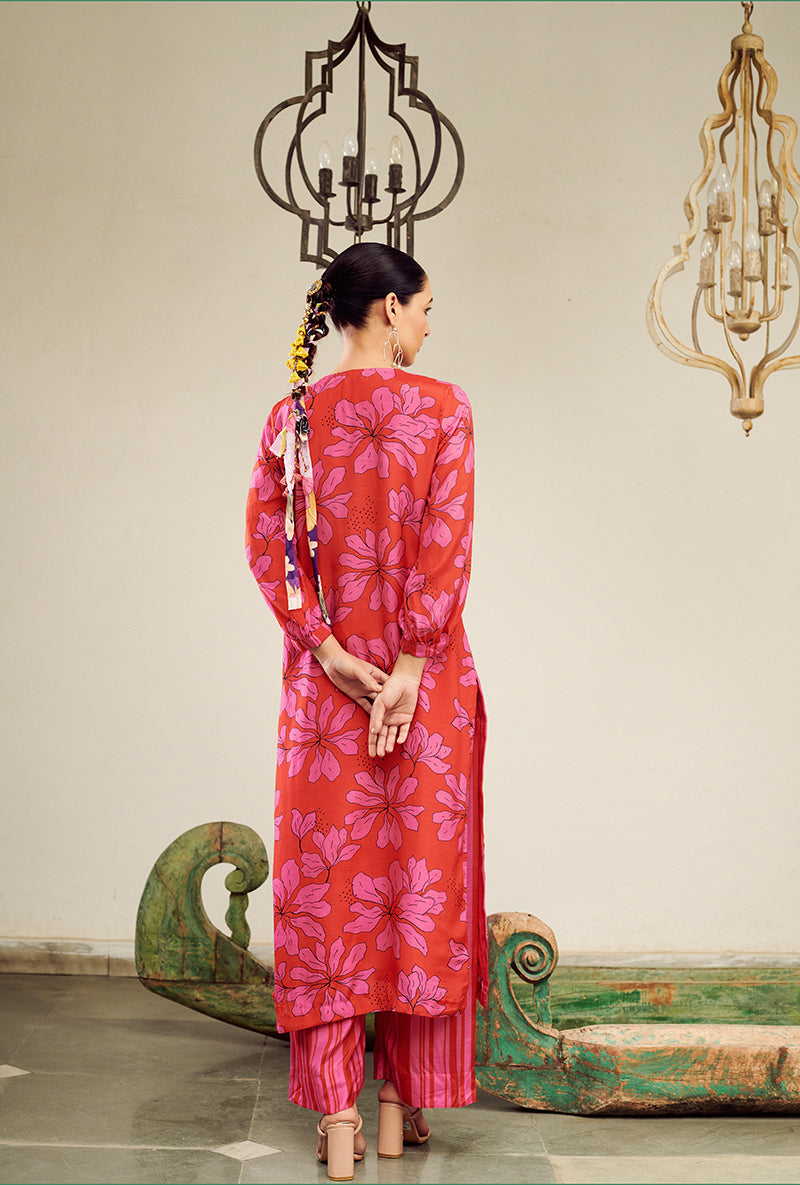Hot pink Digital Printed Summer Wishlist Kurta Set