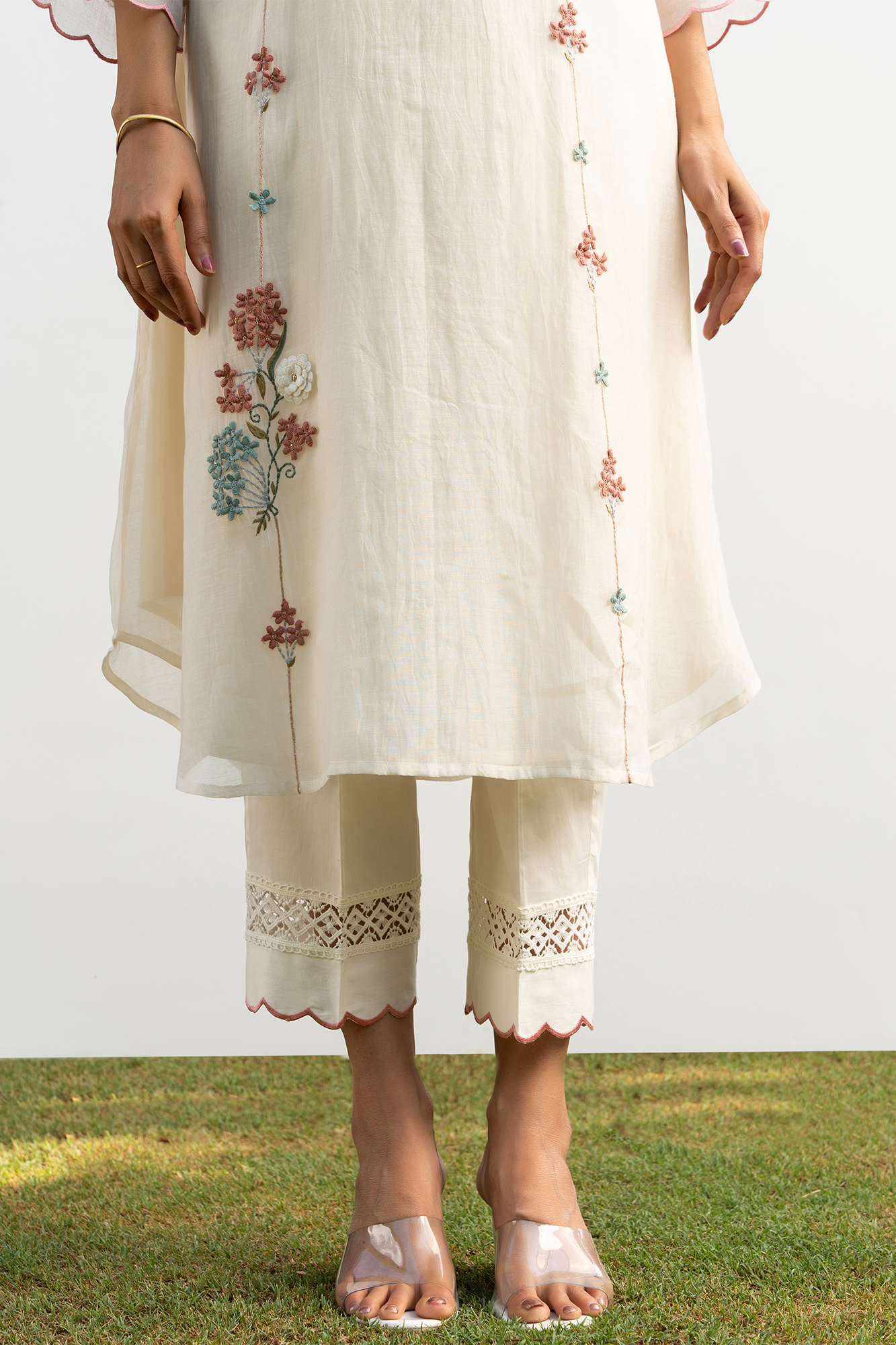 Off-White A Line Chanderi Kiki Kurta Set