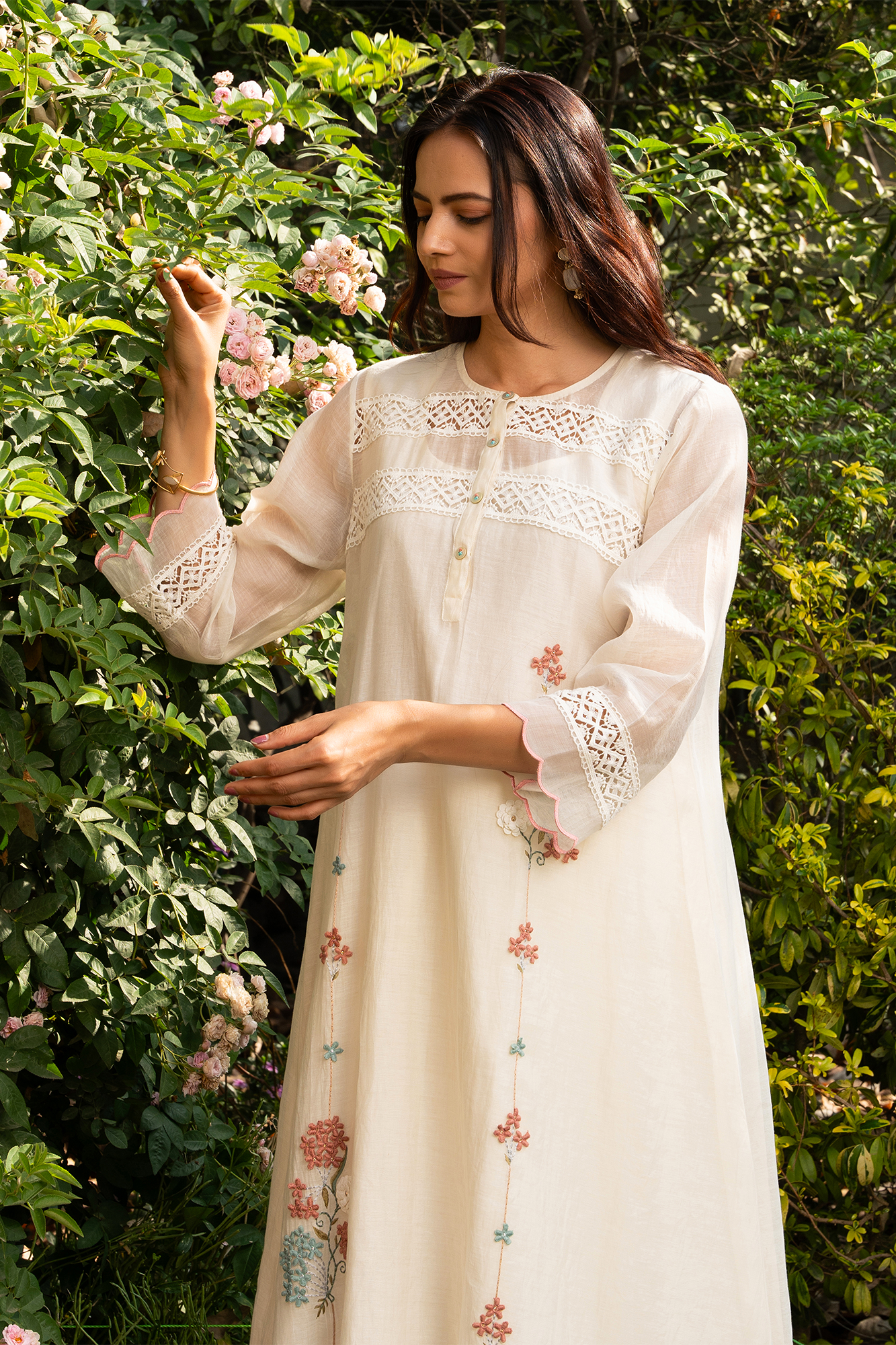 Off-White A Line Chanderi Kiki Kurta Set