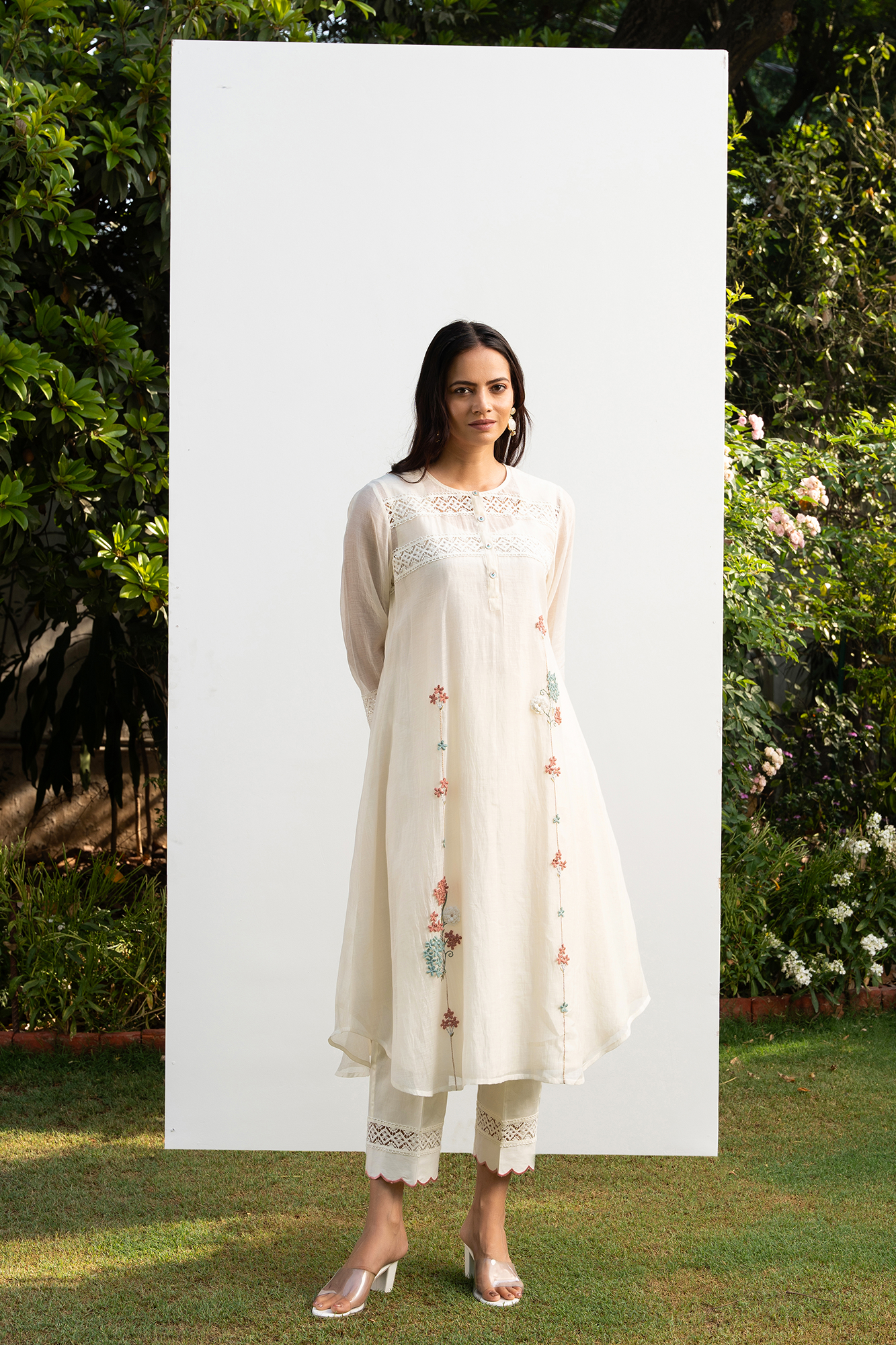 Off-White A Line Chanderi Kiki Kurta Set