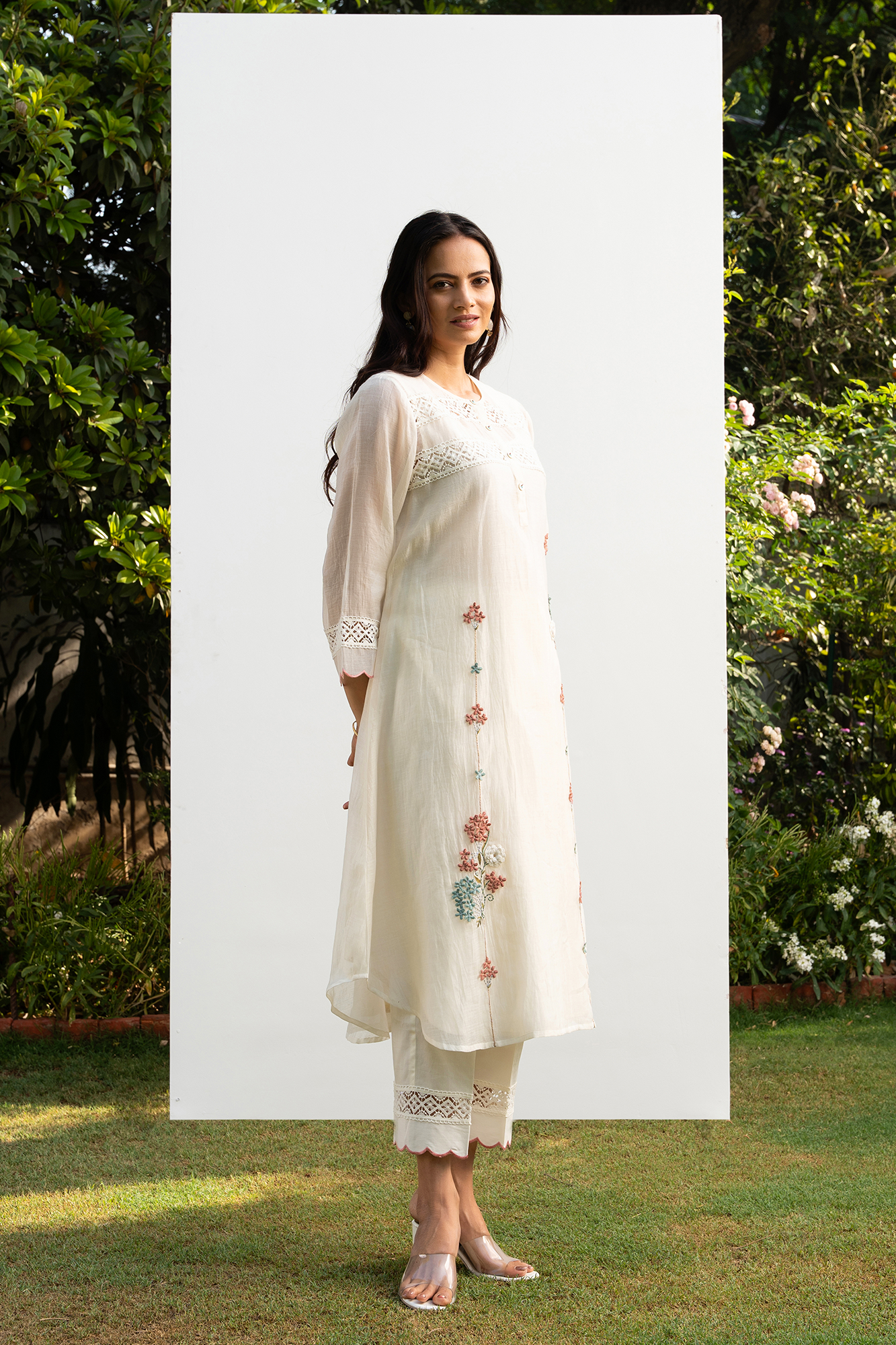 Off-White A Line Chanderi Kiki Kurta Set