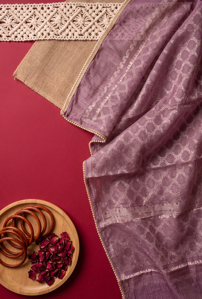 Moti Work Neck Unstitched Suit Set