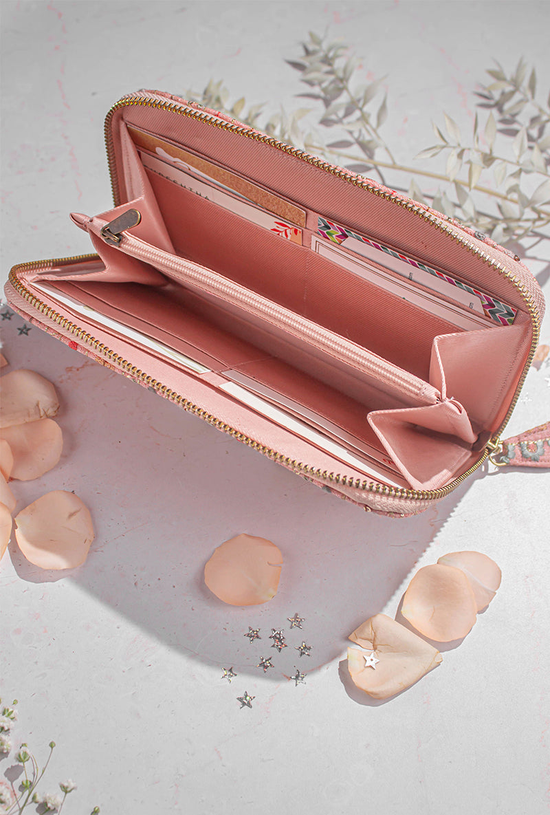 Peach Linea Embroidered Wallet