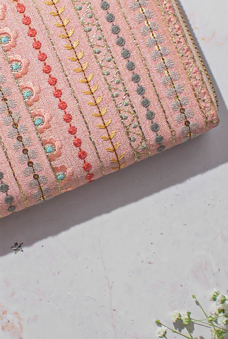 Peach Linea Embroidered Wallet
