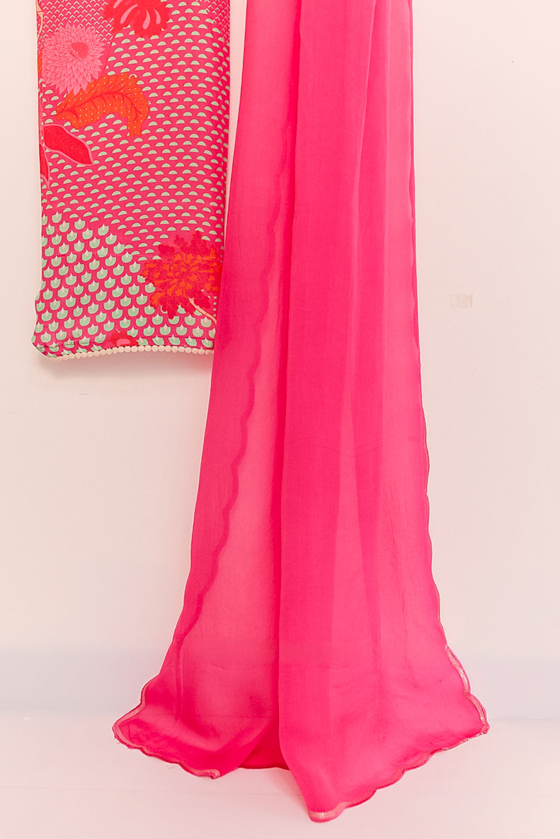 All Over Digital Print Thread Embroidery Unstiched Suit Set