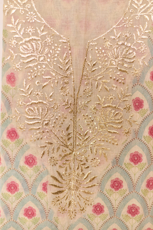 Block Print Foil Embroidery Unstitched Suit Set