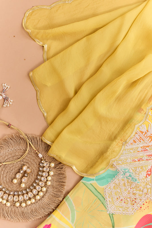All Over Digital Print Thread Embroidery Unstiched Suit Set