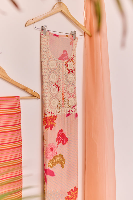 All Over Digital Print Thread Embroidery Unstiched Suit Set