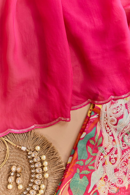 All Over Digital Print Thread Embroidery Unstiched Suit Set