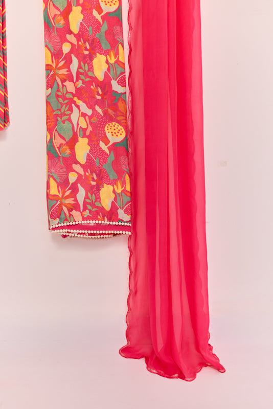All Over Digital Print Thread Embroidery Unstiched Suit Set