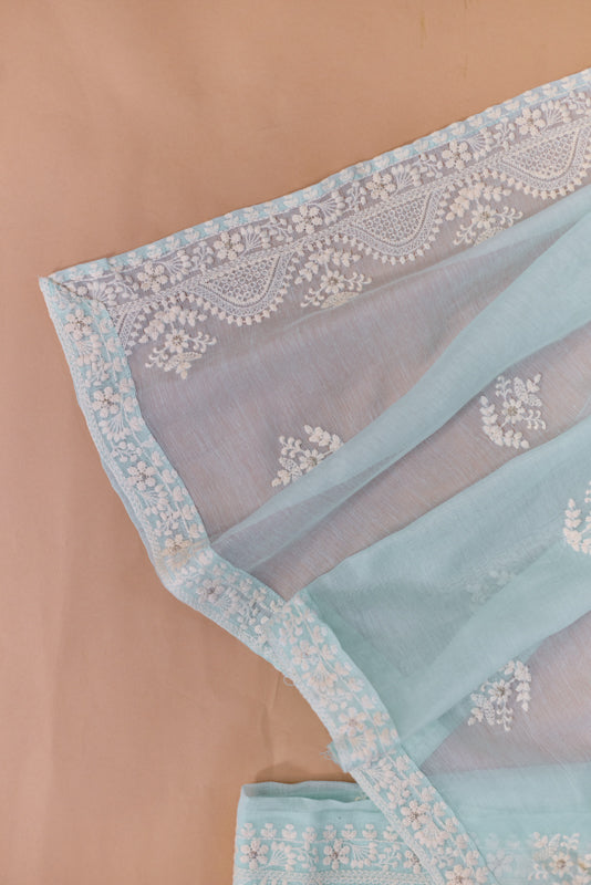 Lucknowi Embroidery Unstitched Suit Set