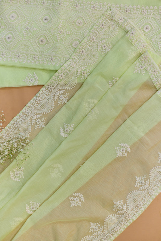 Lucknowi Embroidery Unstitched Suit Set