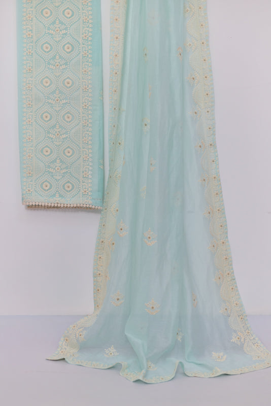 Lucknowi Embroidery Unstitched Suit Set