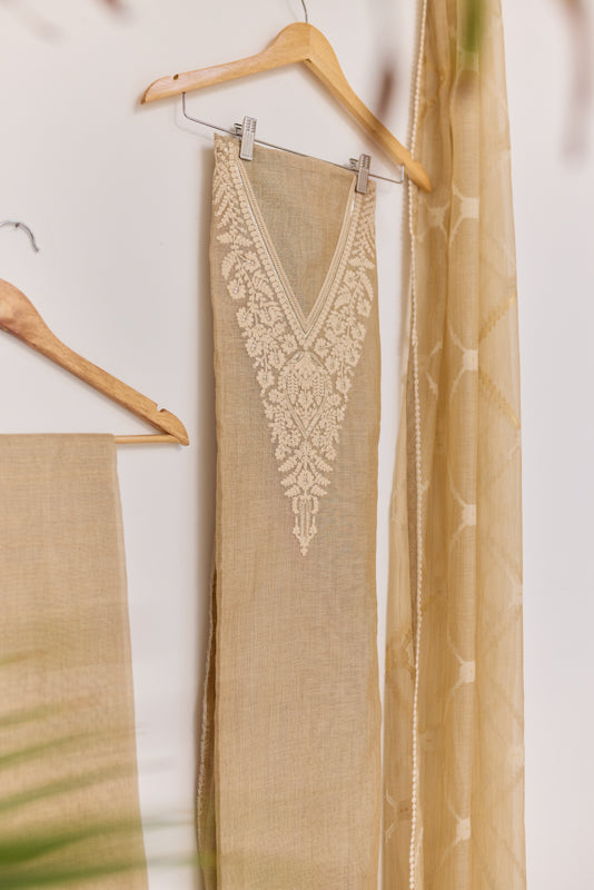 Sequins and Resham Thread Work Unstitched Suit Set