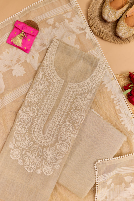 Sequins and Resham Thread Work Unstitched Suit Set