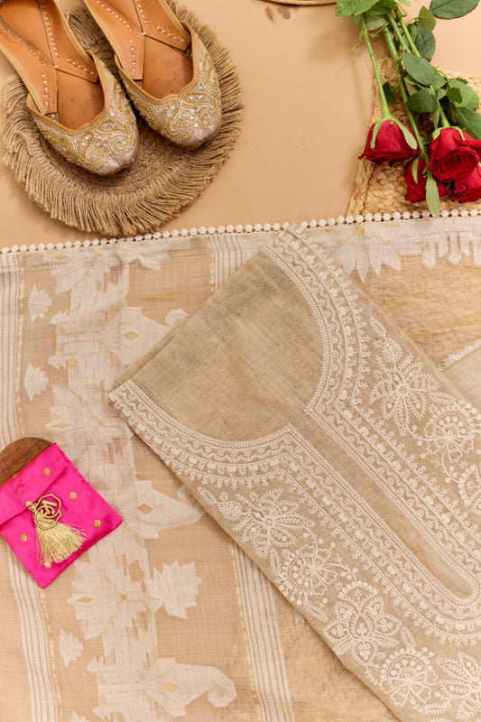 Sequins and Resham Thread Work Unstitched Suit Set