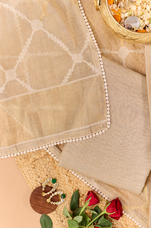 Sequins and Resham Thread Work Unstitched Suit Set