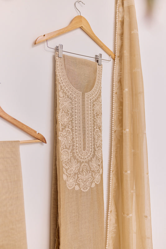Sequins and Resham Thread Work Unstitched Suit Set