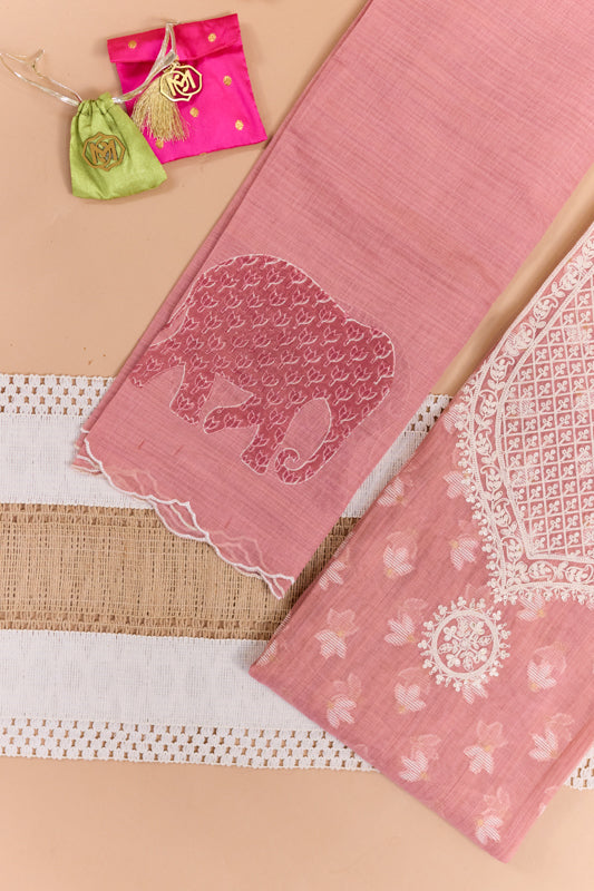 Jamdani Weaving Tikki Embroidered Yoke Unstitched Suit Set