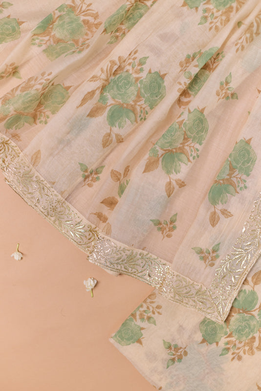 Block Print Foil Embroidery Unstitched Suit Set