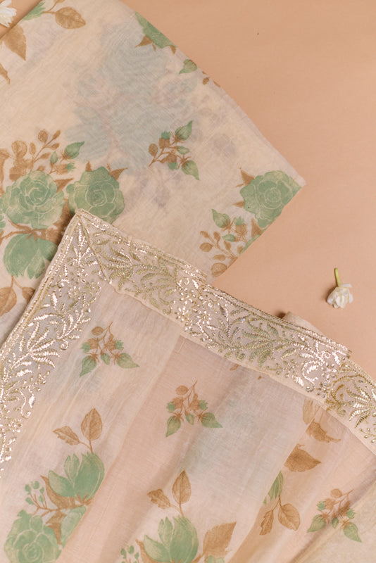 Block Print Foil Embroidery Unstitched Suit Set