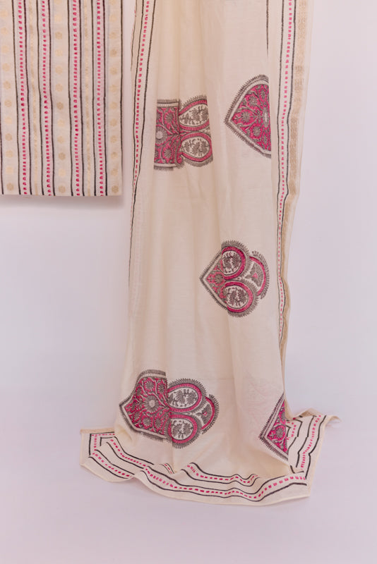 Sequins and Coin Work Yoke Unstitched Suit Set