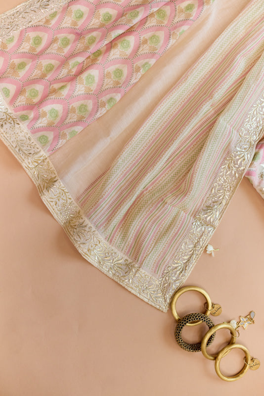 Block Print Foil Embroidery Unstitched Suit Set