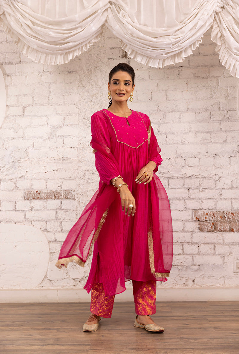 Pink Hand Embroidered Khwaab Kurta Set