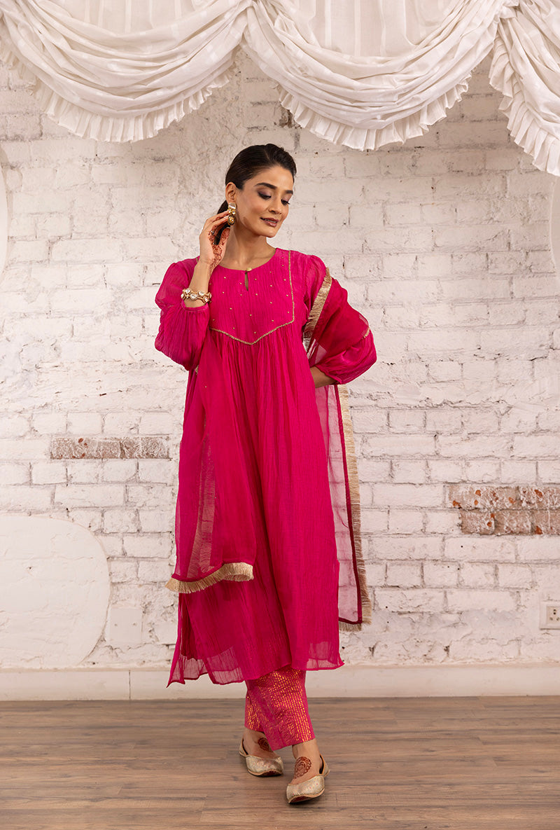 Pink Hand Embroidered Khwaab Kurta Set