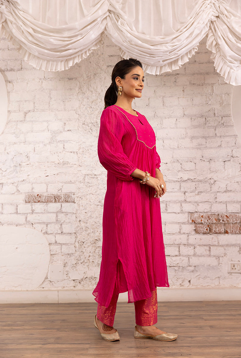 Pink Hand Embroidered Khwaab Kurta Set