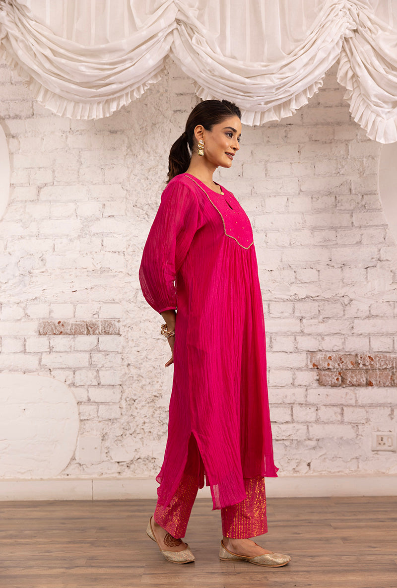 Pink Hand Embroidered Khwaab Kurta Set