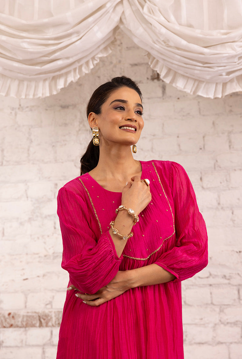Pink Hand Embroidered Khwaab Kurta Set