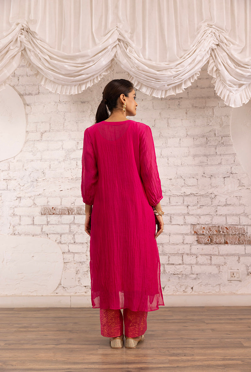 Pink Hand Embroidered Khwaab Kurta Set