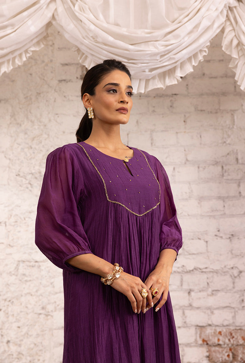 Purple Hand Embroidered Khwaab Kurta Set