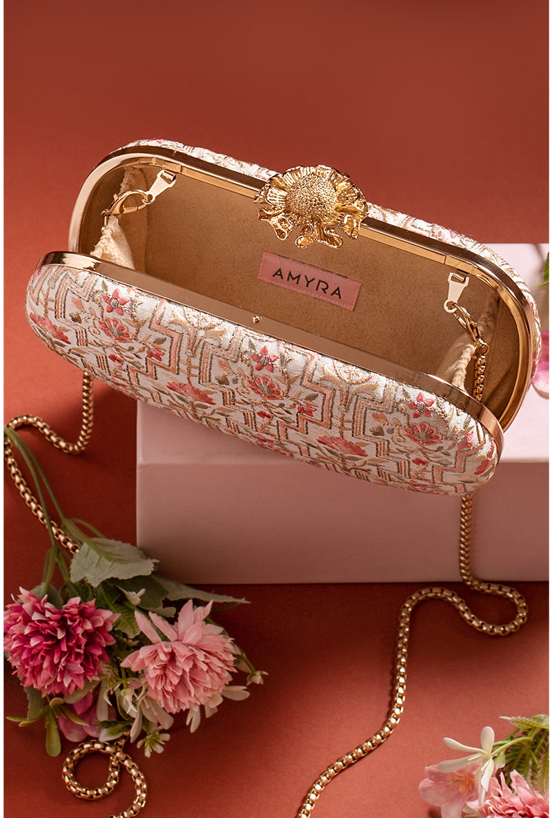 Ivory Mogra Capsule Clutch